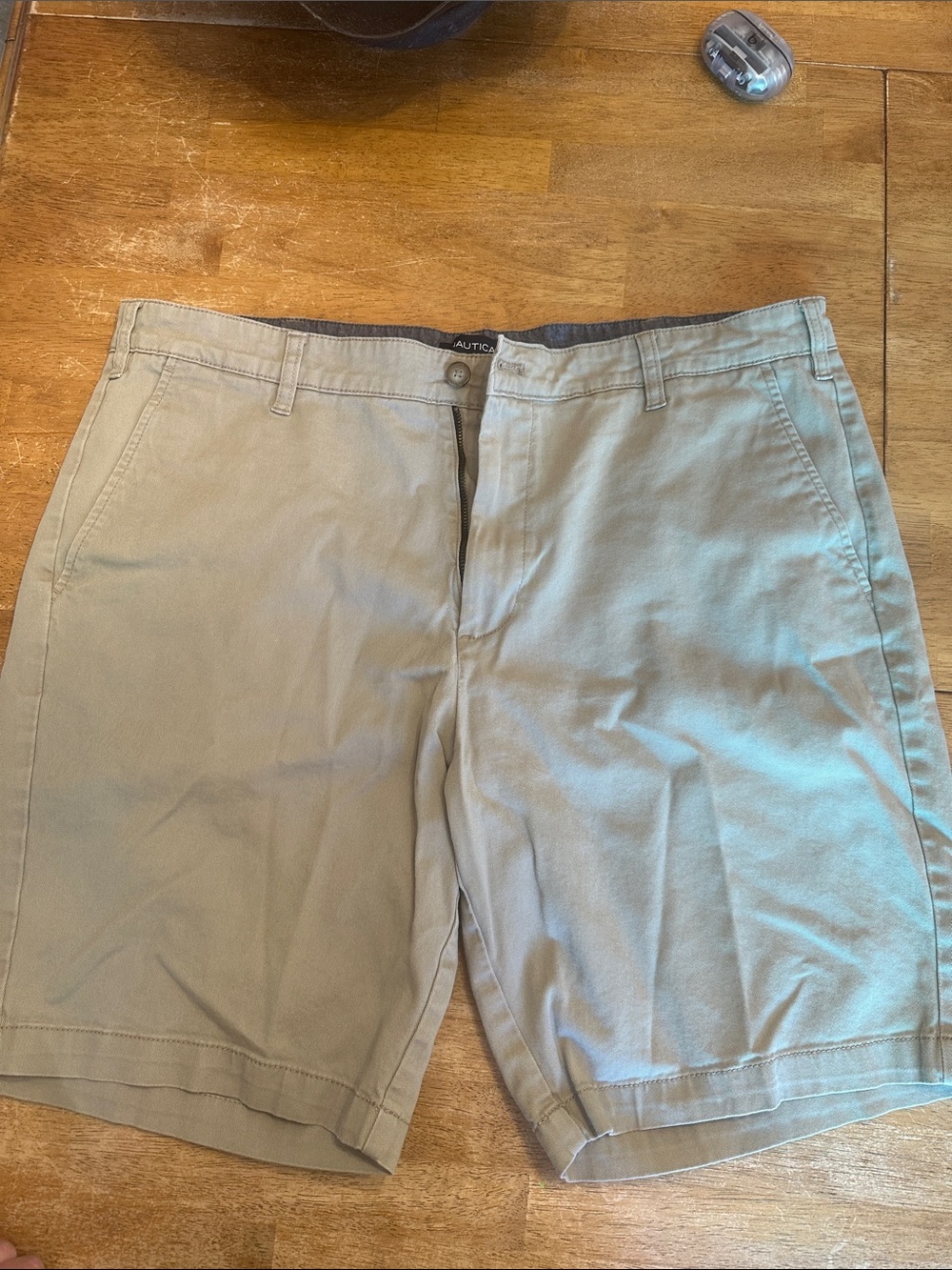 Nautica Men's Khaki/Tan Flat-Front Deck Shorts